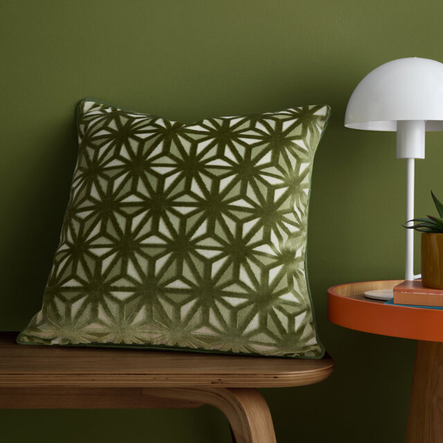 Geometric Green Cushion
