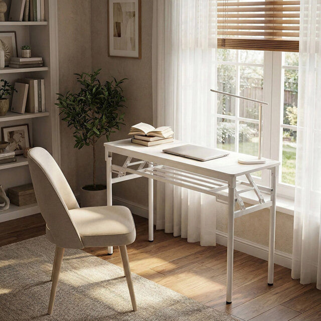 Folding Office Desk with Adjustable Foot Pads