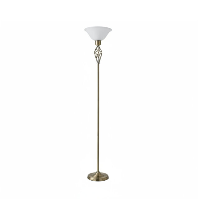 Elegant Antique Brass Barley Twist Floor Lamp