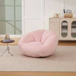 Shell-Shaped Bean Bag Chair with High-Rebound Memory Foam, Faux Fur Removable Cover for Adults, Reading & Gaming