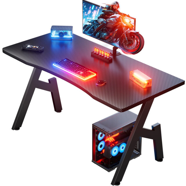 Computer Gaming Desk, PC Desk for Home Office, A Shaped Table
