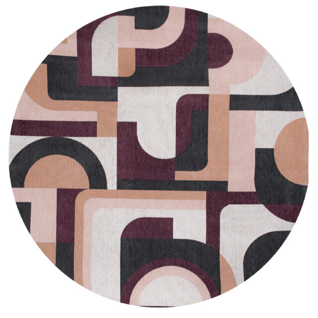 Flatweave White/Pink/Black Rug