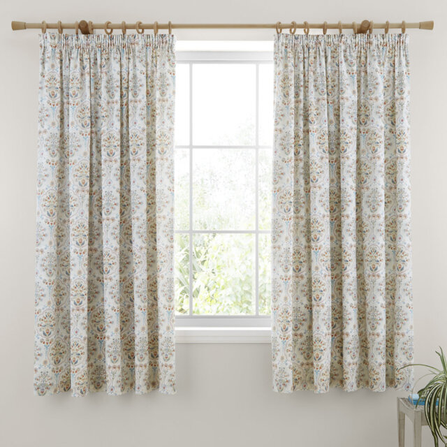 Cotton Blend Semi-Sheer Curtain Panel Pair
