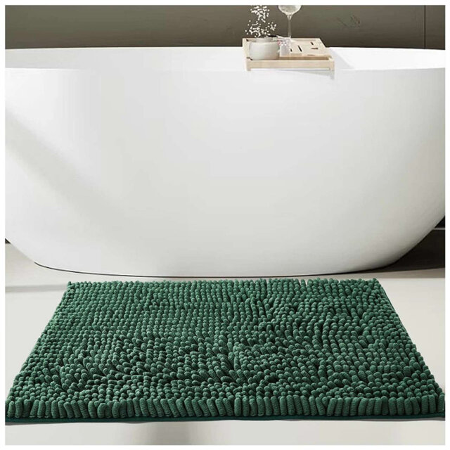 Chenille Bathroom Rug 50x80cm Plush Microfiber Bath Mat Absorbent Quick Dry Non Slip Rubber Back Machine Washable