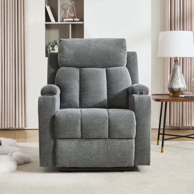 83 cm Wide Modern Minimalist Upholstered Manual Recliner with Cup Holder