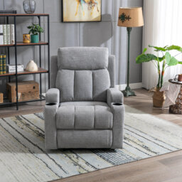 83 cm Wide Modern Minimalist Upholstered Manual Recliner with Cup Holder