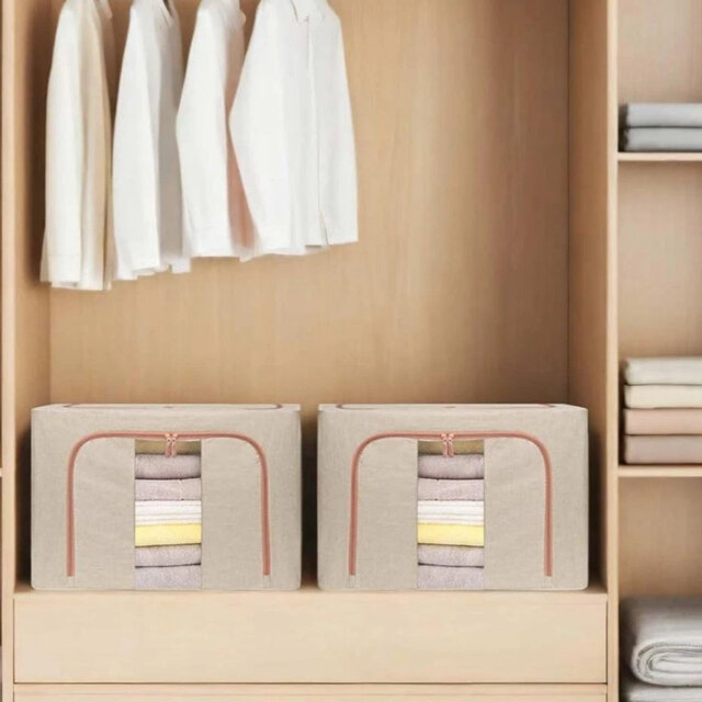 Clothes Storage Boxes, with Clear Window, Foldable Underbed Clothes Box, with Double Opening Zips, Metal Frame, for Clothes, Bedding, Blankets, Toys