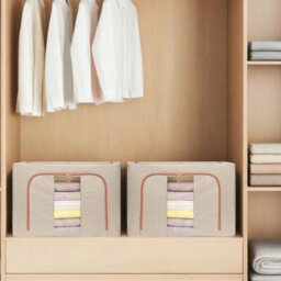 Clothes Storage Boxes, with Clear Window, Foldable Underbed Clothes Box, with Double Opening Zips, Metal Frame, for Clothes, Bedding, Blankets, Toys