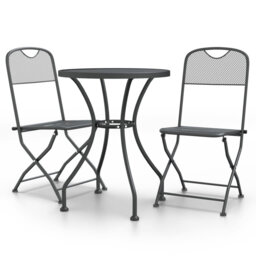 Dakota Fields 3 Piece Garden Dining Set Expanded Metal Mesh Anthracite