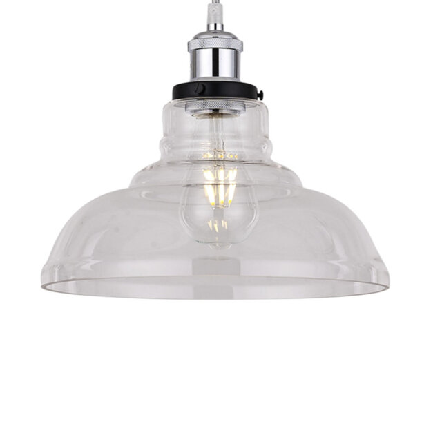 Clear And Smoked Glass 16cm H Glass Bowl Pendant Shade ( Screw On )