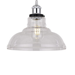 Clear And Smoked Glass 16cm H Glass Bowl Pendant Shade ( Screw On )