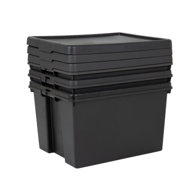 Wham Bam 24L H.Duty Box & Lid Pack of 3 Black Recycled