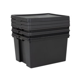 Wham Bam 24L H.Duty Box & Lid Pack of 3 Black Recycled