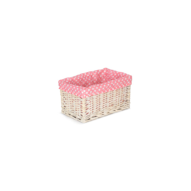 Spotty Lined Storage Wicker Basket