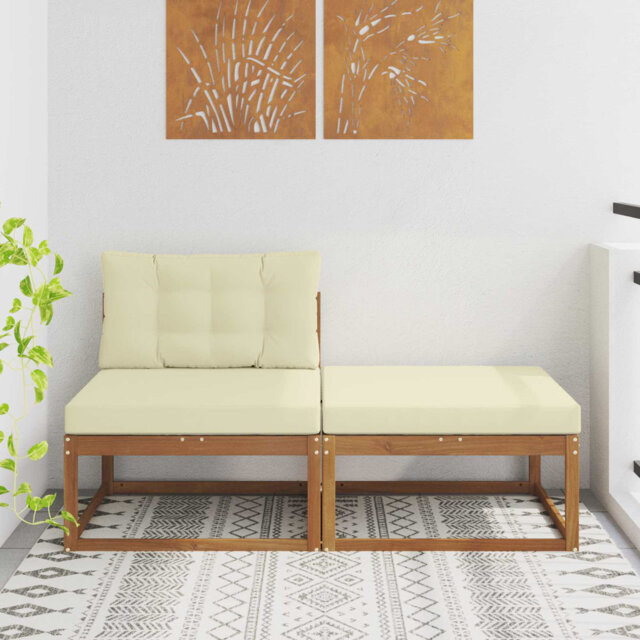 Sectional Sofa Units Natural Solid Acacia Wood Garden Furniture Balcony