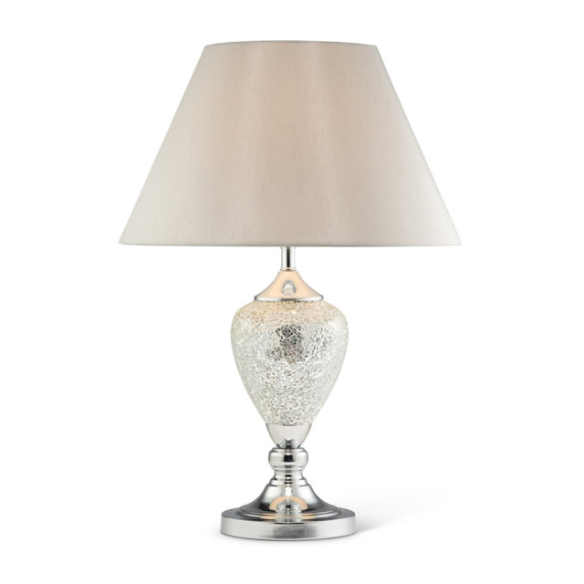 Whitworth 57Cm Silver Crackled Glass Mosaic Grey Table Lamp