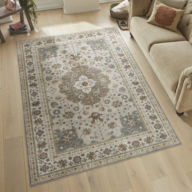 Traditional Mocha Washable/Stain Guarded Area Rug