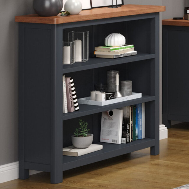 Aulay Tall Bookcase, Midnight Blue, Adjustable Shelves
