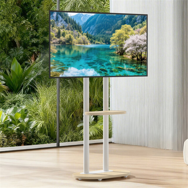 ?  Mobile Tv Stand On Wheels For 40-75 Inch Lcd Led Flat Panel Plasma Tvs, Corner Tv Floor Stand With Shelf Height Adjustable Tv Trolley Max Vesa 600X