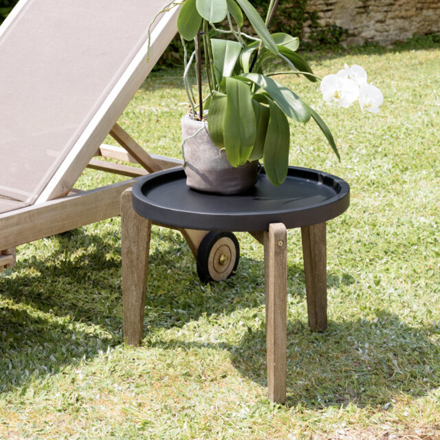 Akil Round Concrete Outdoor Side Table - 55 cm W 52 cm D