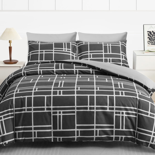 Premium Reversible Duvet Cover Set with Zipper Closure and Corner Ties