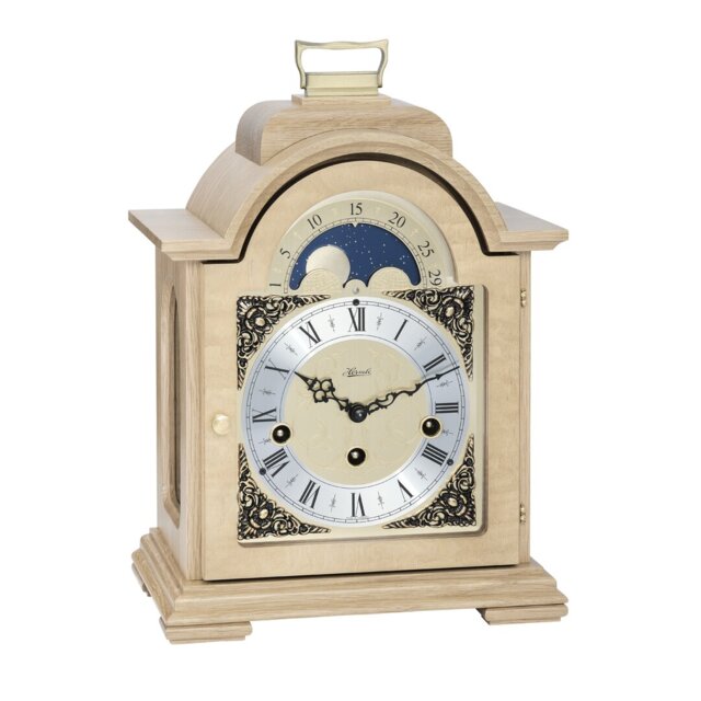 Analogue Oak Wood Mechanical Tabletop Clock in Beige