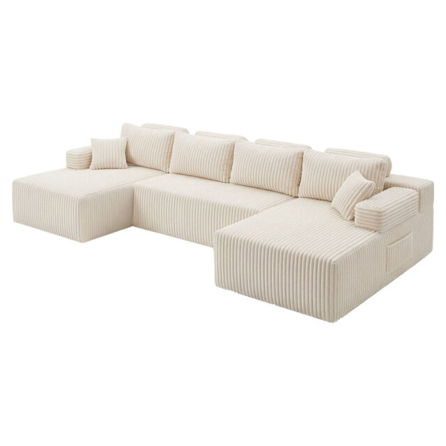 "321"" W Corduroy Sofa Bed Sectional"