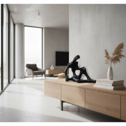 "8.3"" Black Abstract Sculpture - Modern Home Office Table Decor"