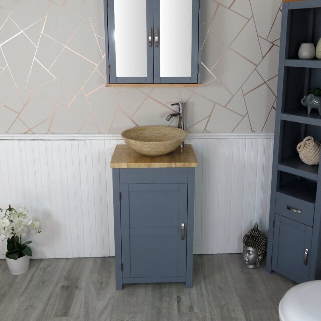 Scotti 515mm Single Bathroom Vanity with Vessel Stone Basin
