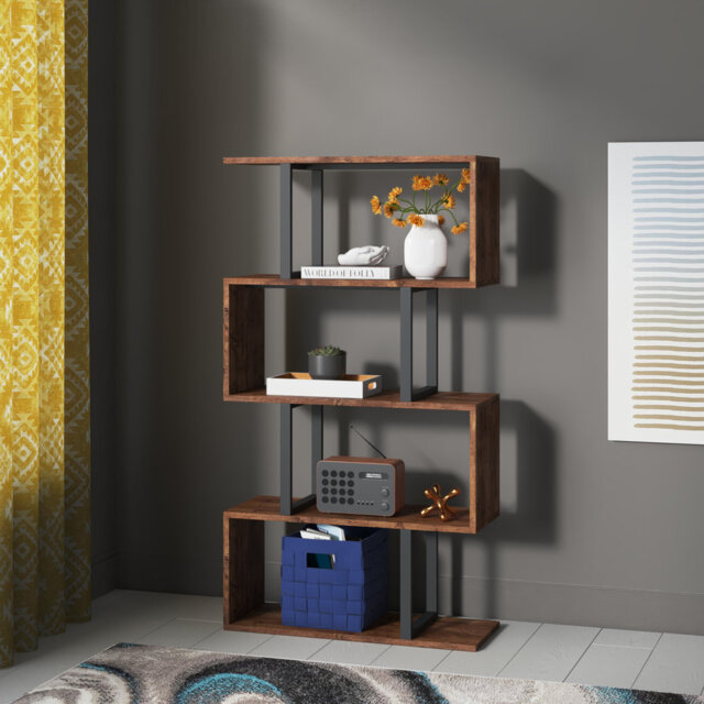 Chaneyra 5-Tier Corner Shelf Unitï¼80 x 143 cm S-Shaped Small Bookcase