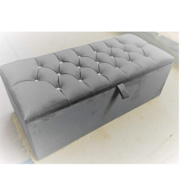 45cm Wide Tufted Rectangle Solid Colour Footstool Ottoman
