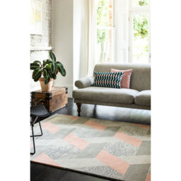 Deutsch Hand Woven Wool Pink/Grey Indoor Rug