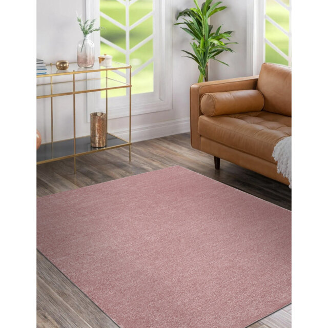 Beejay No Pattern Machine Woven Pink Area Rug