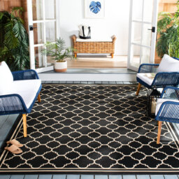 Herefordshire Indoor/Outdoor Hooked Black/Beige Rug