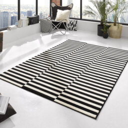 Panel Machine Woven Black/Cream Indoor Rug