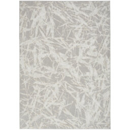 Abstract Machine Woven Grey Ivory Area Rug