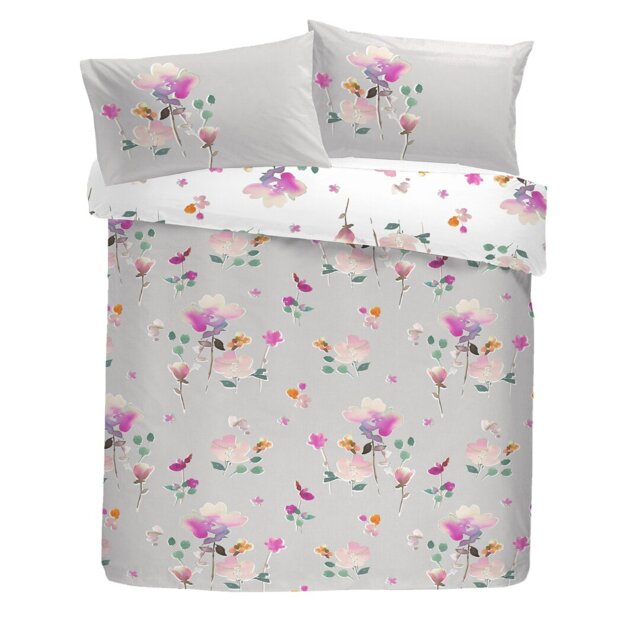 Jessica Pink White 130 TC Reversible Duvet Cover Set