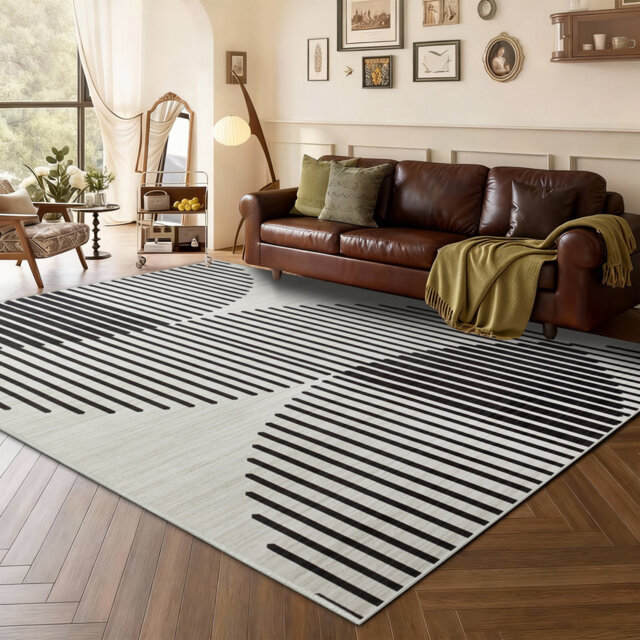 Abstract Machine Printed Shag Area Rug