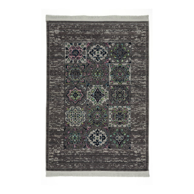 Machine Woven Grey/White/Green Rug