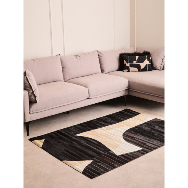 Bosie Safira Small Abstract Hair On Leather Rug