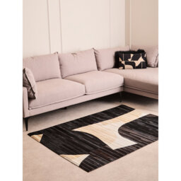 Bosie Safira Small Abstract Hair On Leather Rug