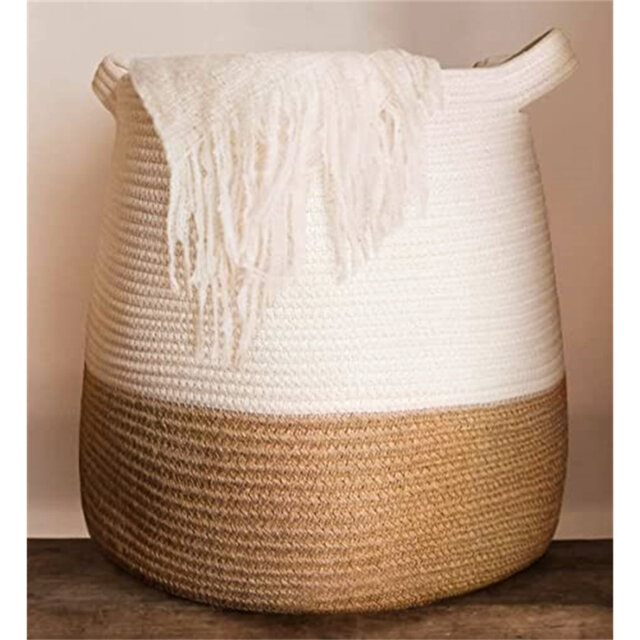 Large Cotton Rope Woven Basket With Handles