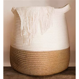 Large Cotton Rope Woven Basket With Handles