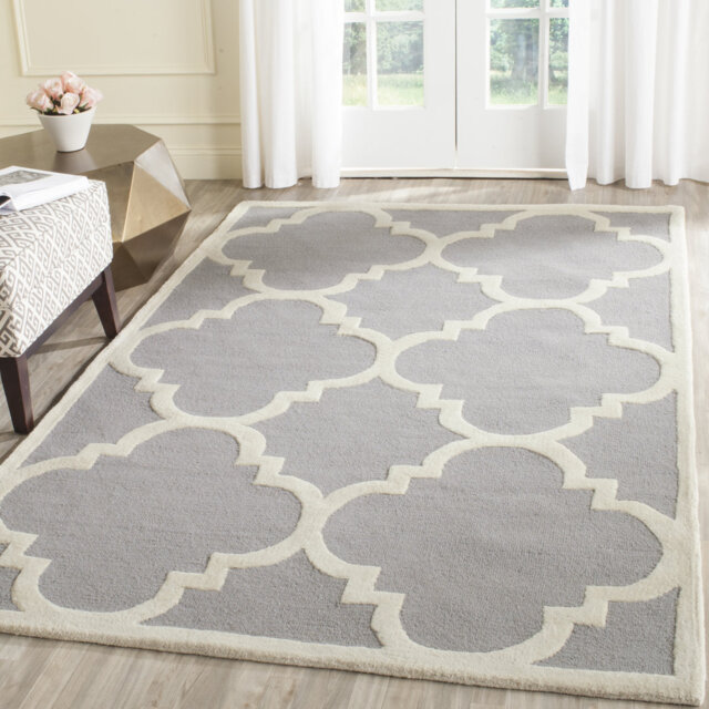 Keith Handmade Tufted Wool Silver/Ivory Rug