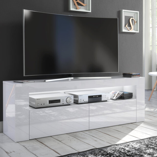 Clifton13 White TV Stand for TVs up to 65in with White LED Lights