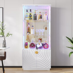 Glass Display Cabinet with Sensor Light and Lock