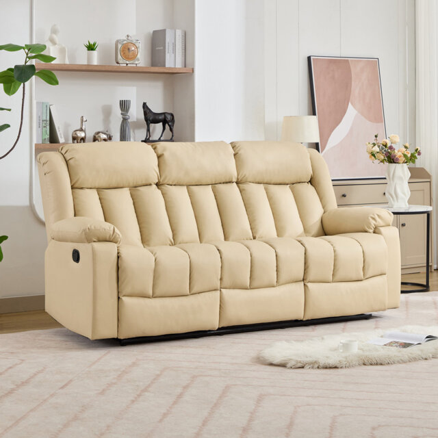 Kyleigh 206Cm Polyester Blend Padded Reclining Sofa