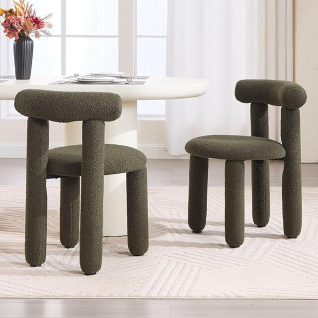 Wahson Dining Chairs Set of 2 in Faux Fur Upholstered Modern Leisure Chairs for Kitchen Living Room Restaurant Cafe, Yellow