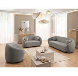 Roundi Bouclé Sofa Set 3+2+1 Luxury and Modern Collection Curved Sofas and Armchair