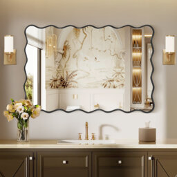 Wavy Rectangle Metal Framed Wall Accent Mirror